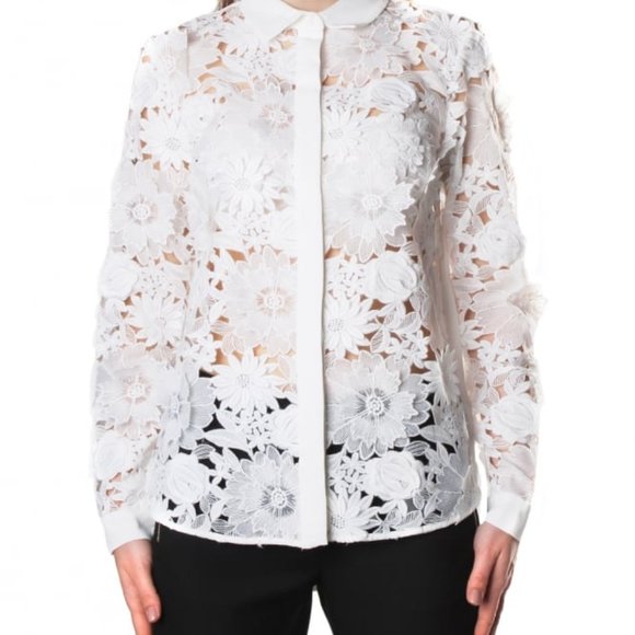 Rare - French Connection Manzoni 3d Women's Floral Lace Shirt – Size 2 US - Picture 3 of 10